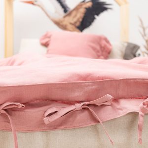 Leinen Bettwäsche - Spannbänder - dusty pink