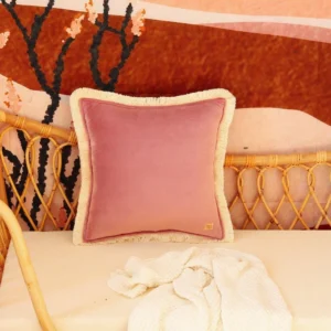 Kissen mit Fransen - dirty pink - 40x40